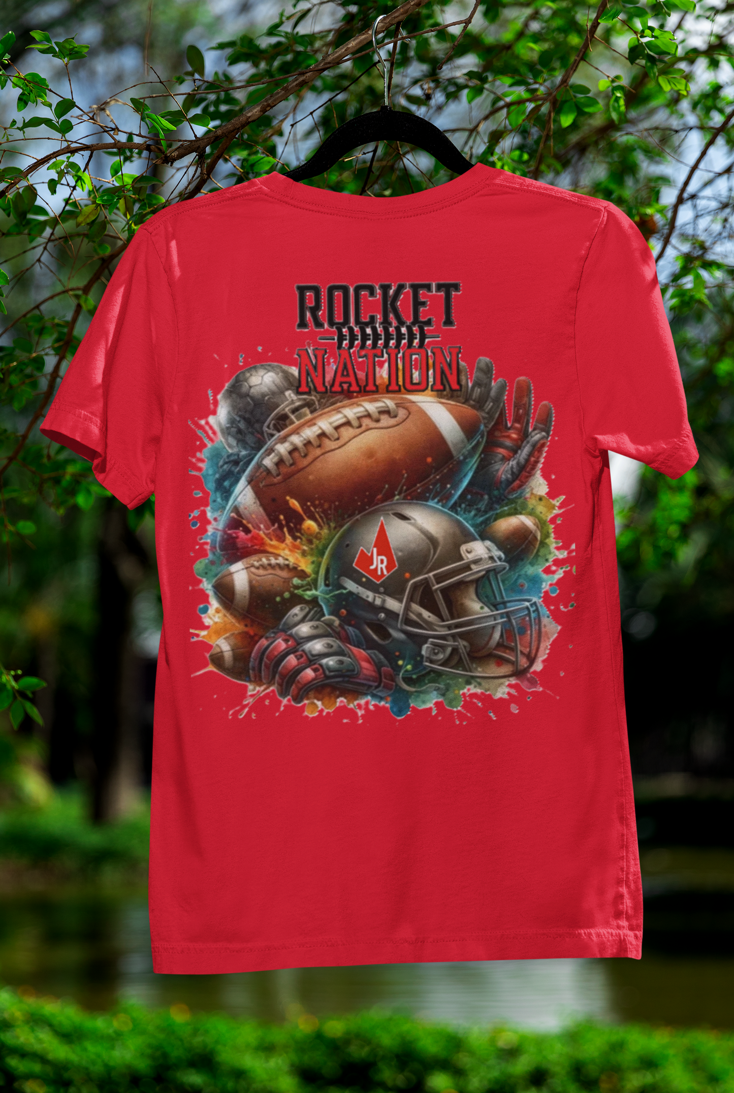 Rocket t shirt with Football Gloves, Helmet and Color Splash