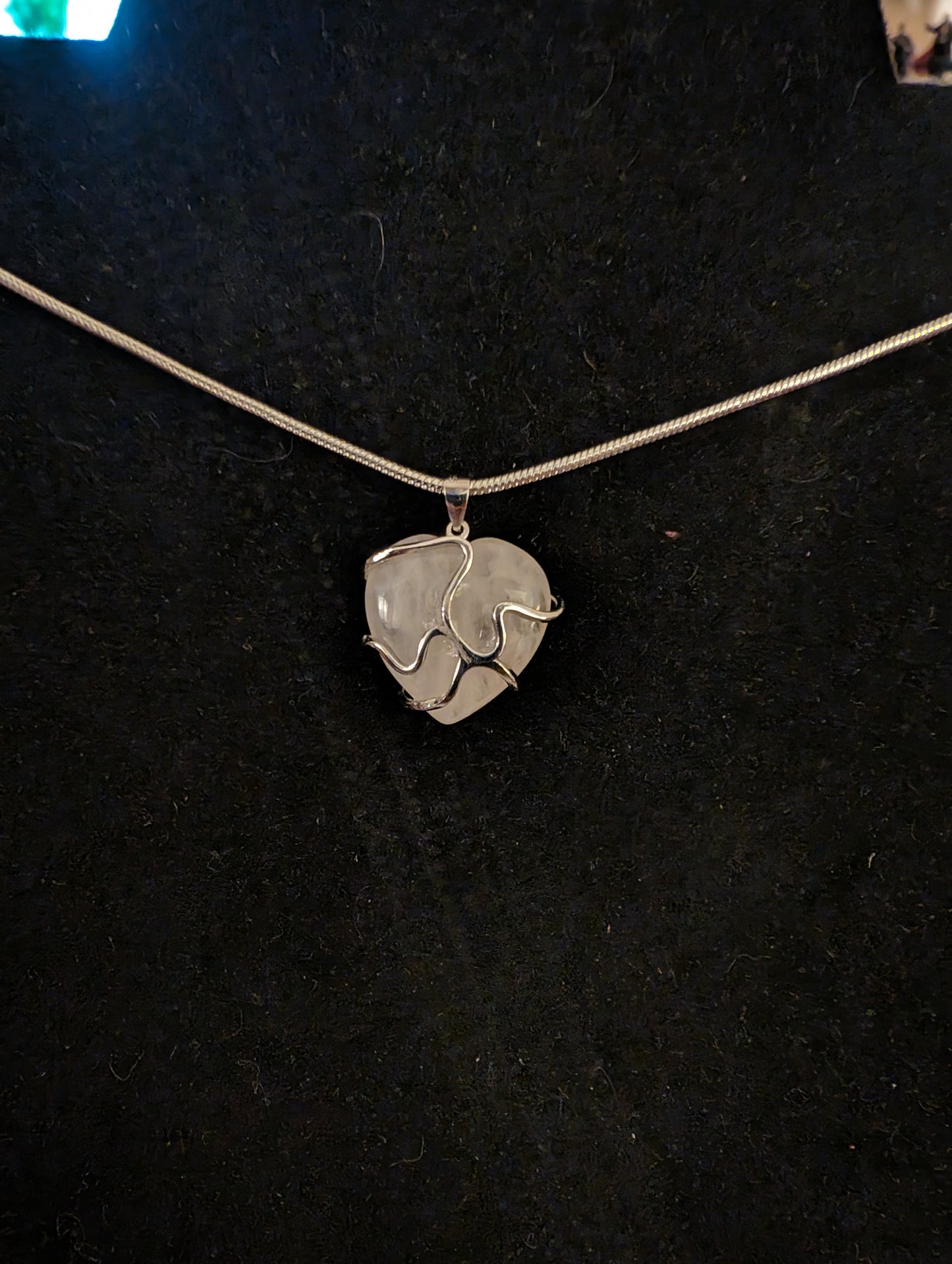 Sterling silver Rose Quartz Heart Pendant with chain