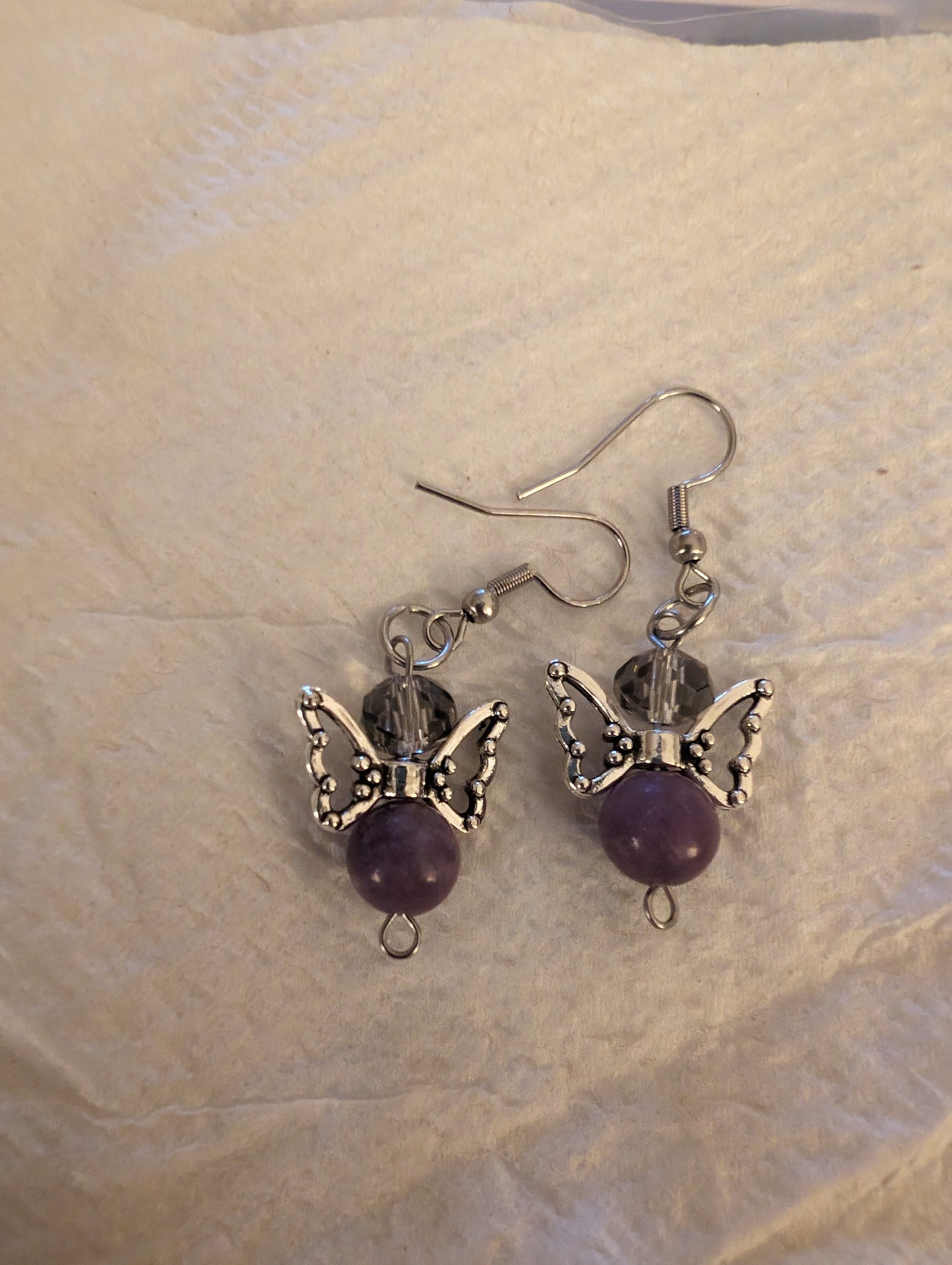 natural stone angel earrings Various Stones Available