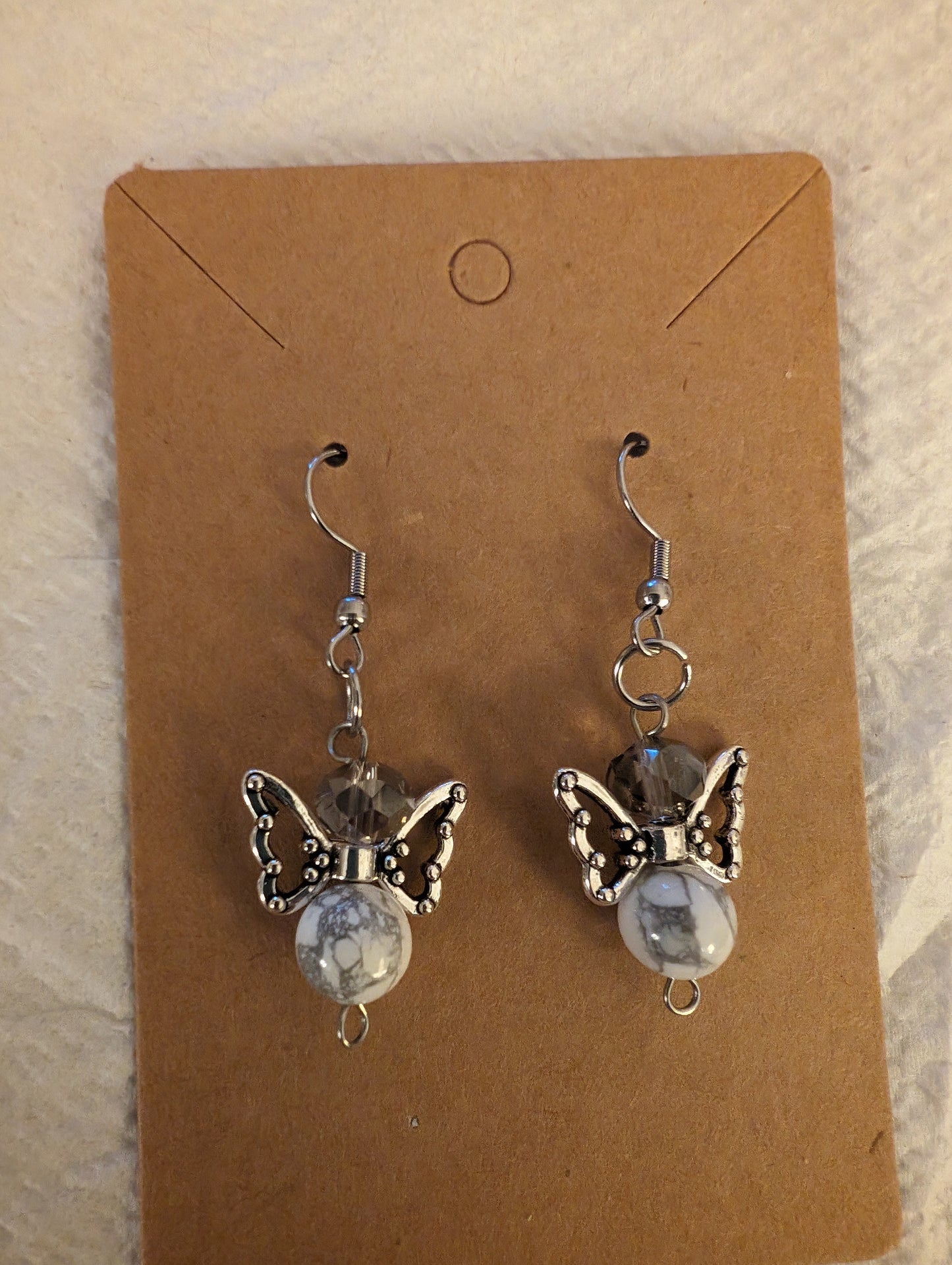 natural stone angel earrings Various Stones Available