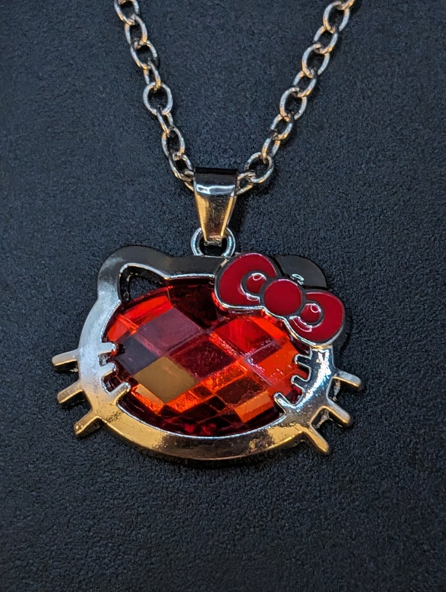 Hello Kitty Red Crystal Face Necklace