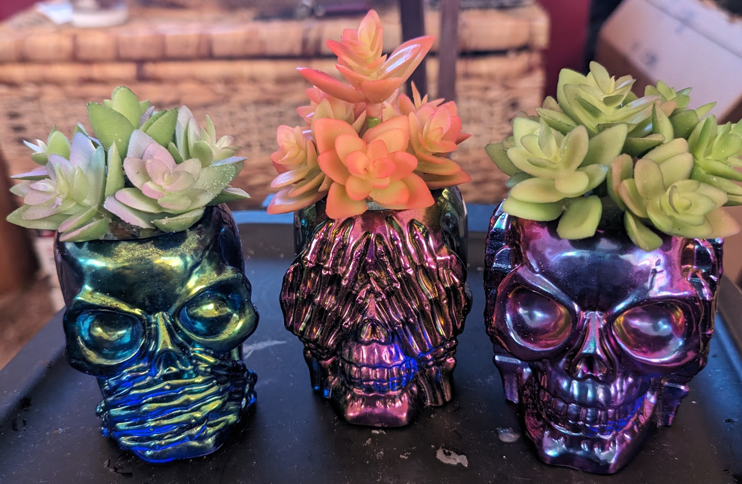 See no evil, speak no evil and hear no evil resin planters