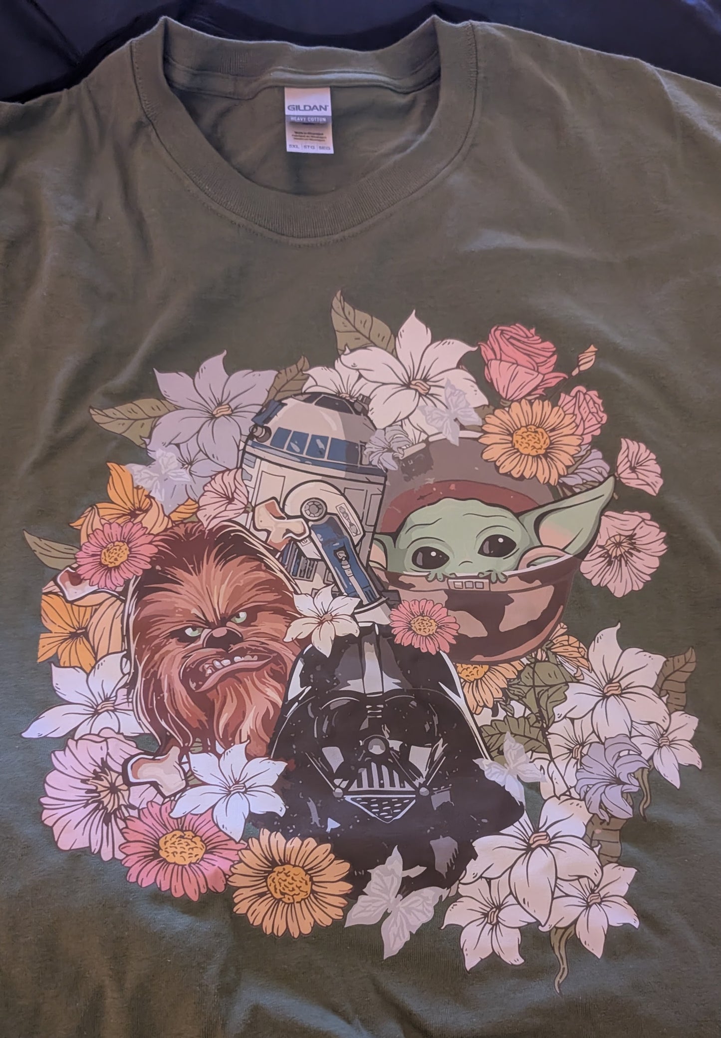 Chewy, Baby Yoda and Darth Vader in Flowers