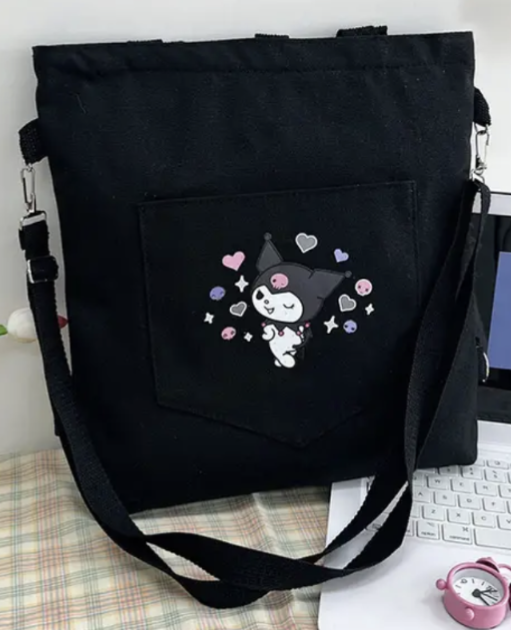 Black and Pink Kuromi Back Pack / Cross Body Bag