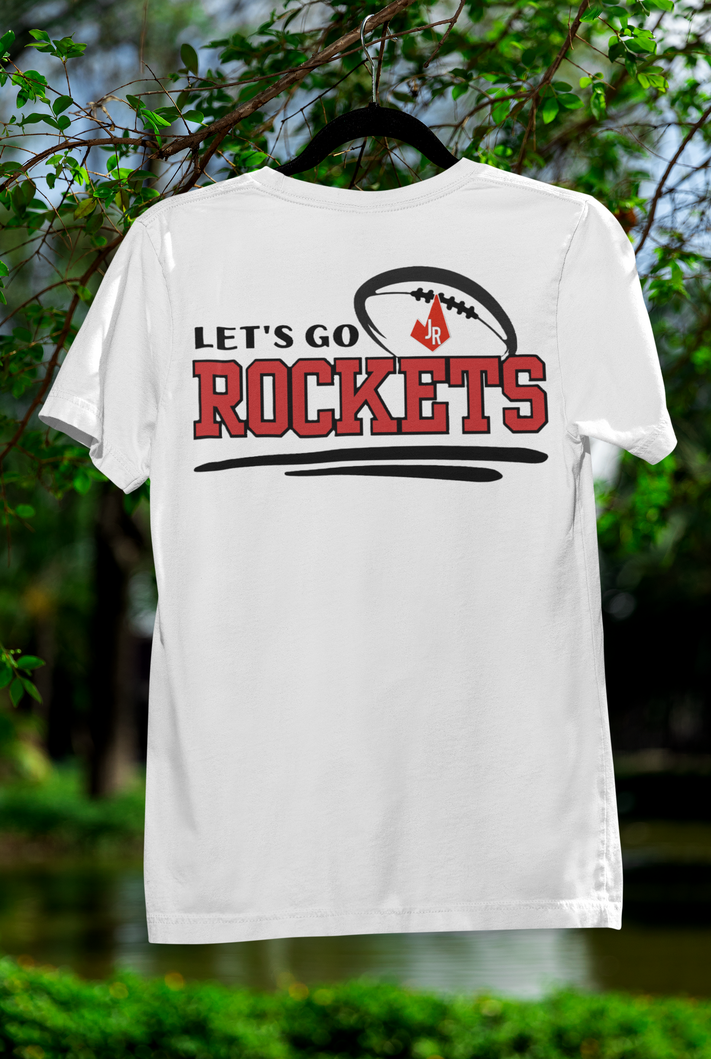 Lets Go Rocket White Football t shirt